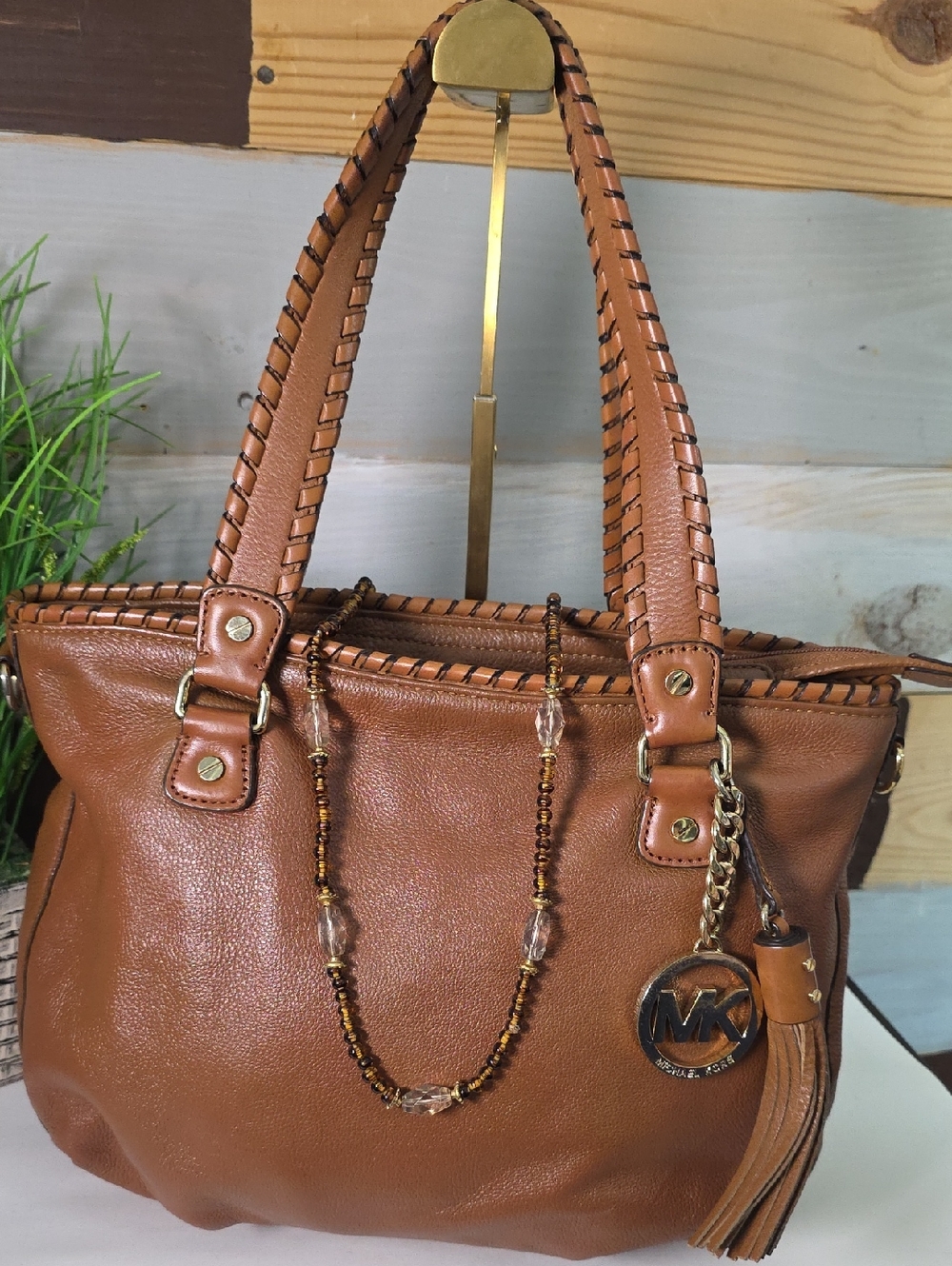 MK soft leather bag and necklace